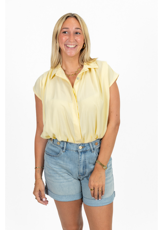 21Jewelz Geplooide mouwloze zomer blouse - geel