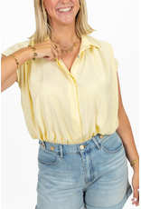 21Jewelz Geplooide mouwloze zomer blouse - geel