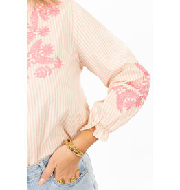 21Jewelz Blouse met strepen en borduursel - roze