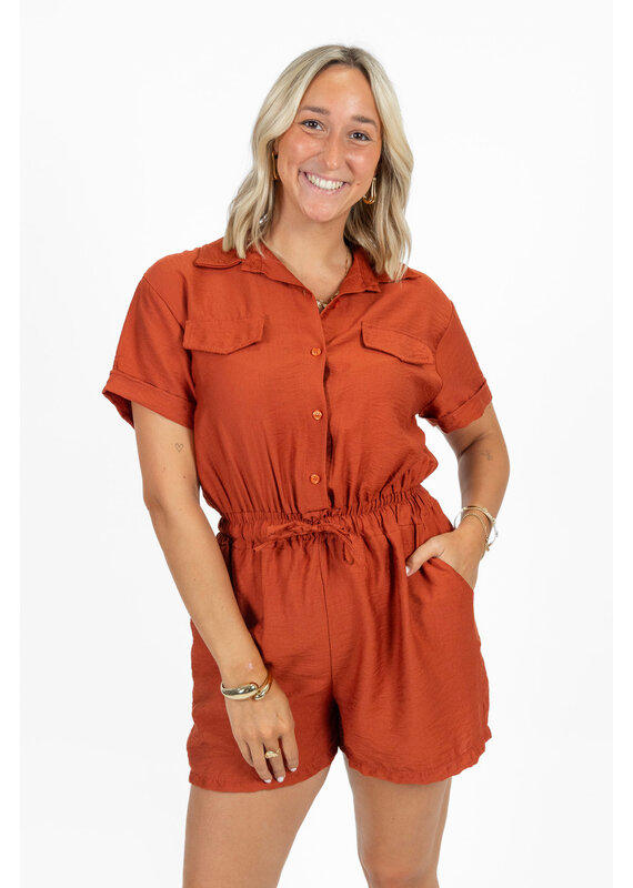 21Jewelz Effen playsuit met koordje - roest