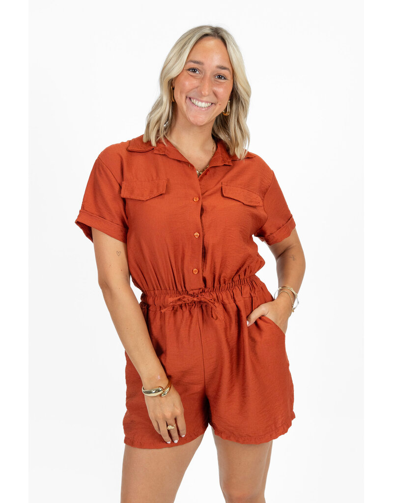 21Jewelz Effen playsuit met koordje - roest