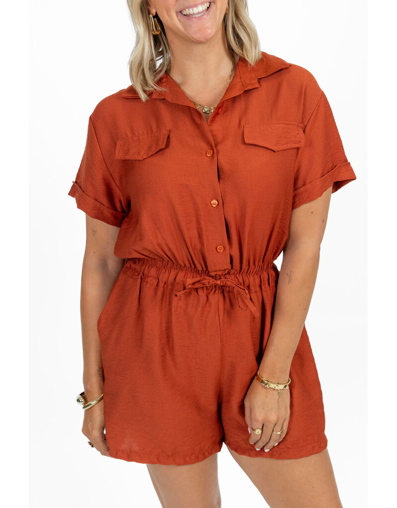 21Jewelz Effen playsuit met koordje - roest