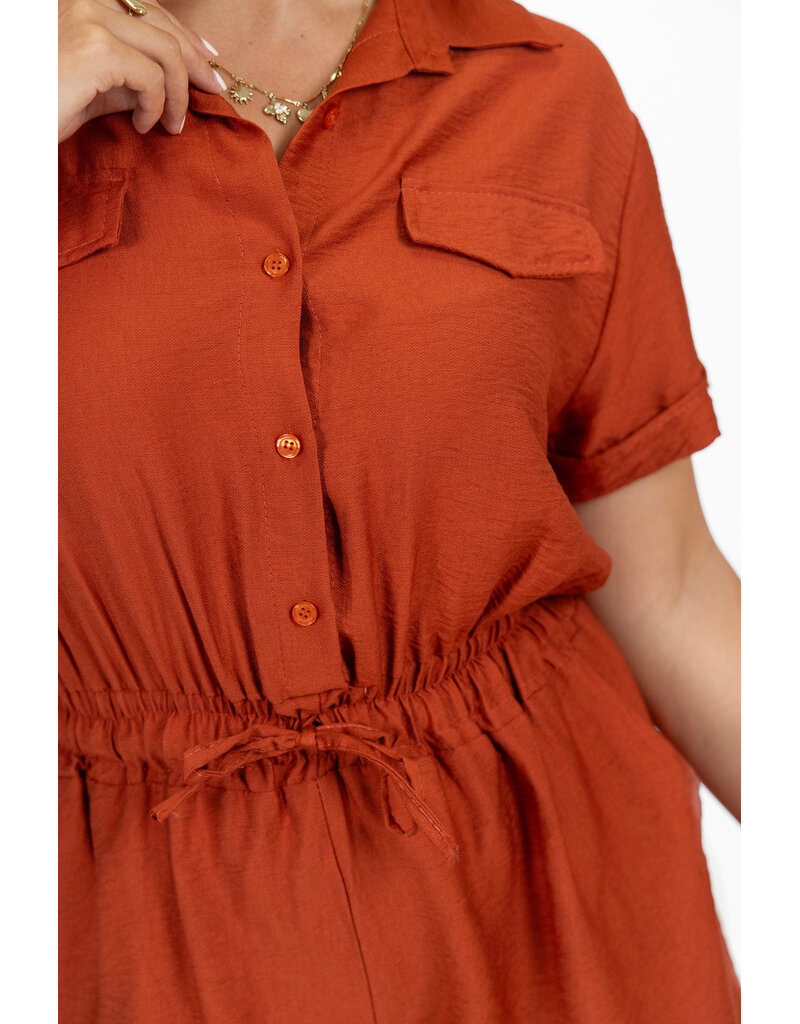 21Jewelz Effen playsuit met koordje - roest
