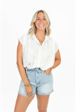 21Jewelz Geplooide mouwloze zomer blouse - wit