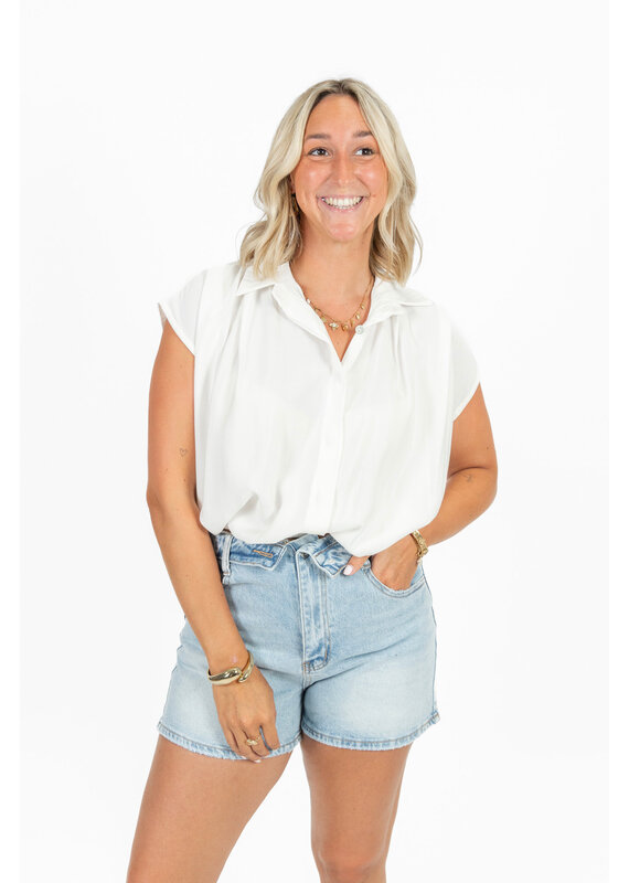 21Jewelz Geplooide mouwloze zomer blouse - wit