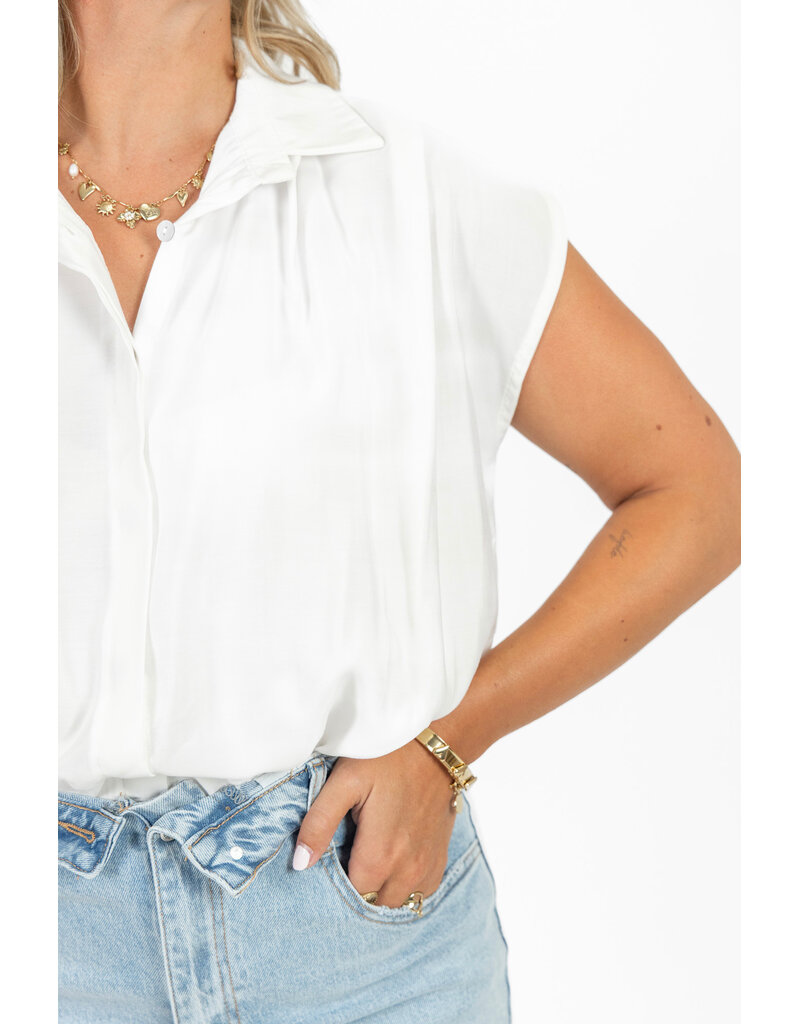 21Jewelz Geplooide mouwloze zomer blouse - wit