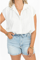 21Jewelz Geplooide mouwloze zomer blouse - wit