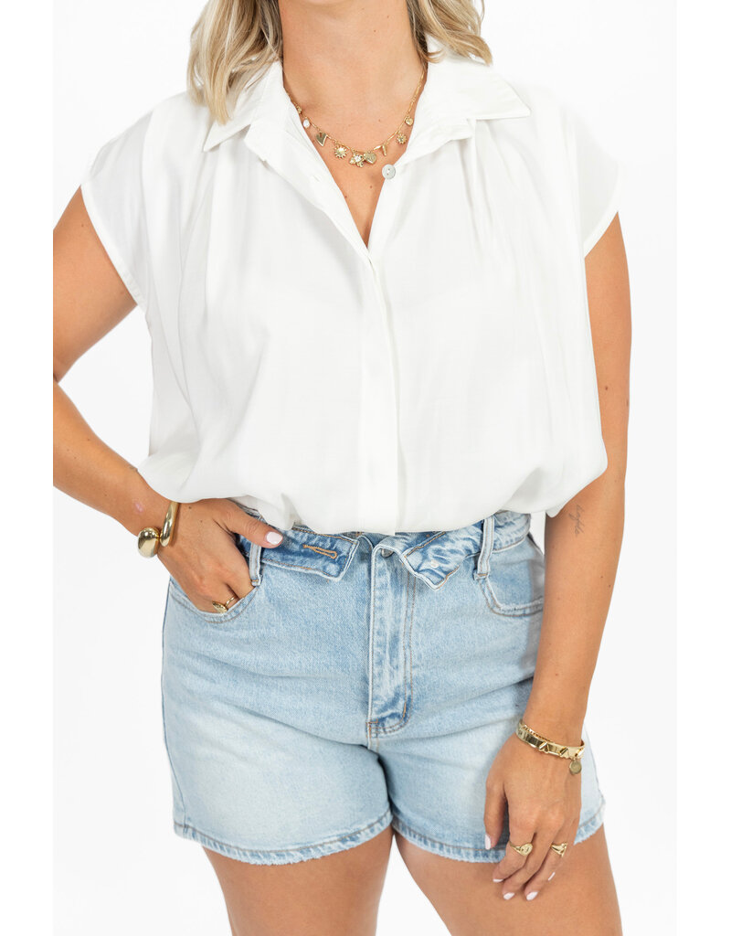 21Jewelz Geplooide mouwloze zomer blouse - wit