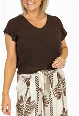 21Jewelz Mouwloze glitter top - bruin