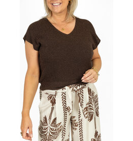 21Jewelz Mouwloze glitter top - bruin