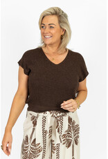21Jewelz Mouwloze glitter top - bruin