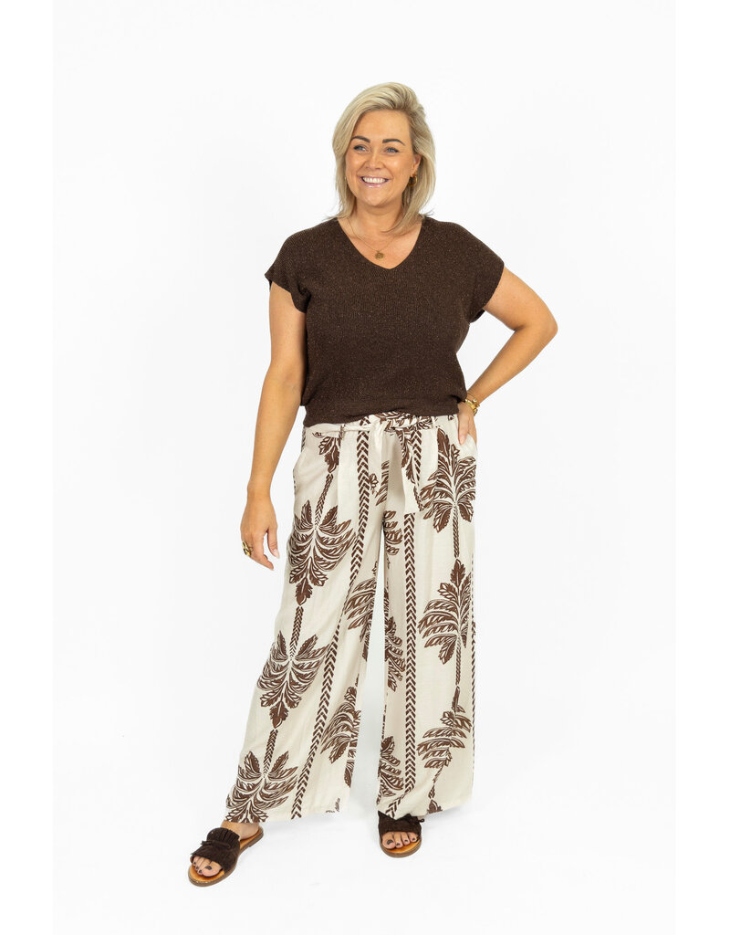 21Jewelz Mouwloze glitter top - bruin