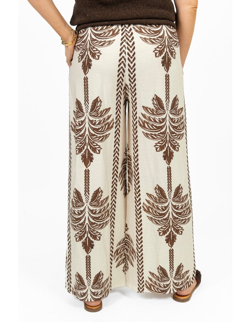 21Jewelz Pantalon met strik & palmboomprint - ecru