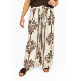 21Jewelz Pantalon met strik & palmboomprint - ecru