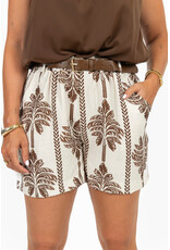 21Jewelz Short met riem & palmboomprint - ecru