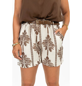 21Jewelz Short met riem & palmboomprint - ecru