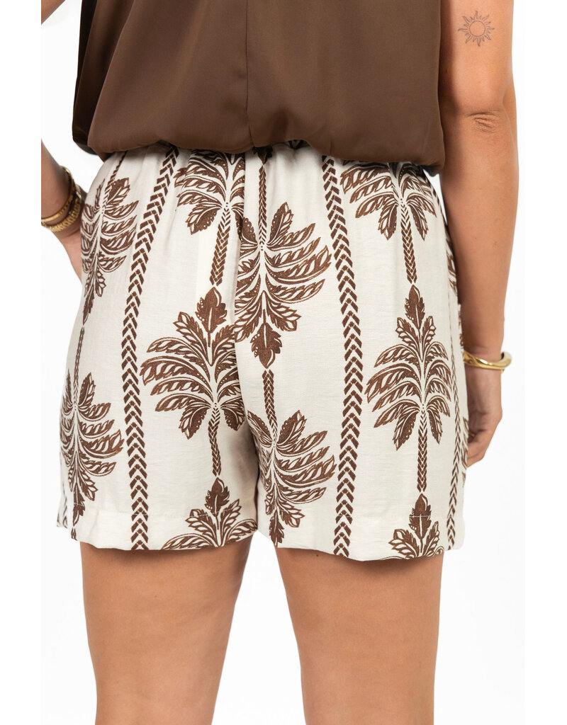 21Jewelz Short met riem & palmboomprint - ecru