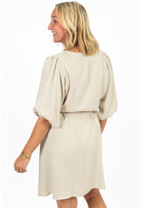 21Jewelz Effen basic jurkje met v-hals & ceintuur - beige