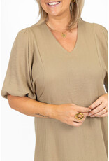 21Jewelz Effen basic jurkje met v-hals & ceintuur - camel