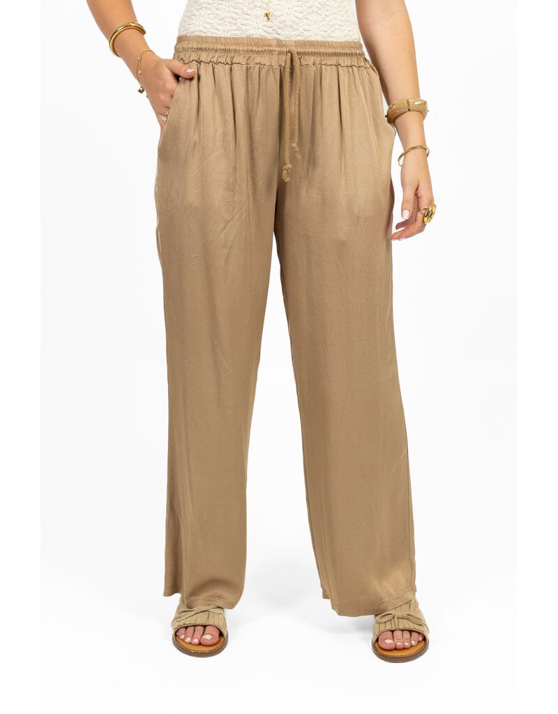 21Jewelz Satijn-look pantalon met koordje - beige