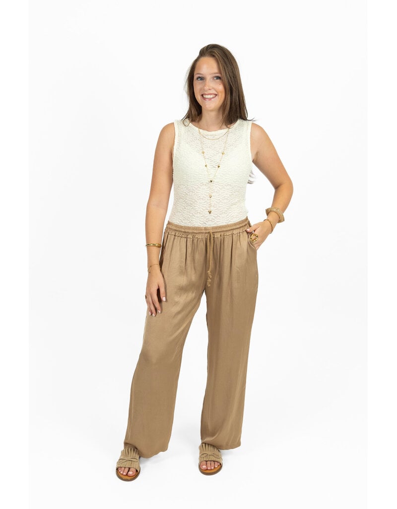 21Jewelz Satijn-look pantalon met koordje - beige