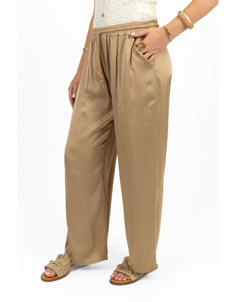 21Jewelz Satijn-look pantalon met koordje - beige