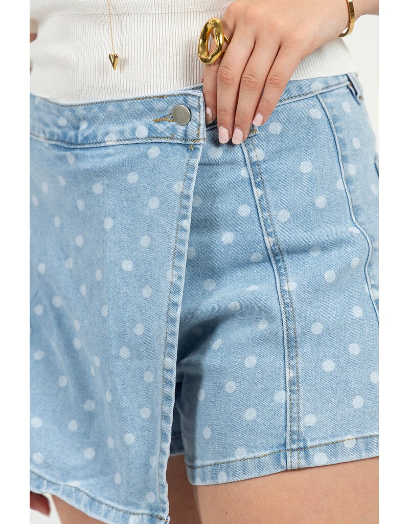 21Jewelz Denim skortje met stippen - blauw