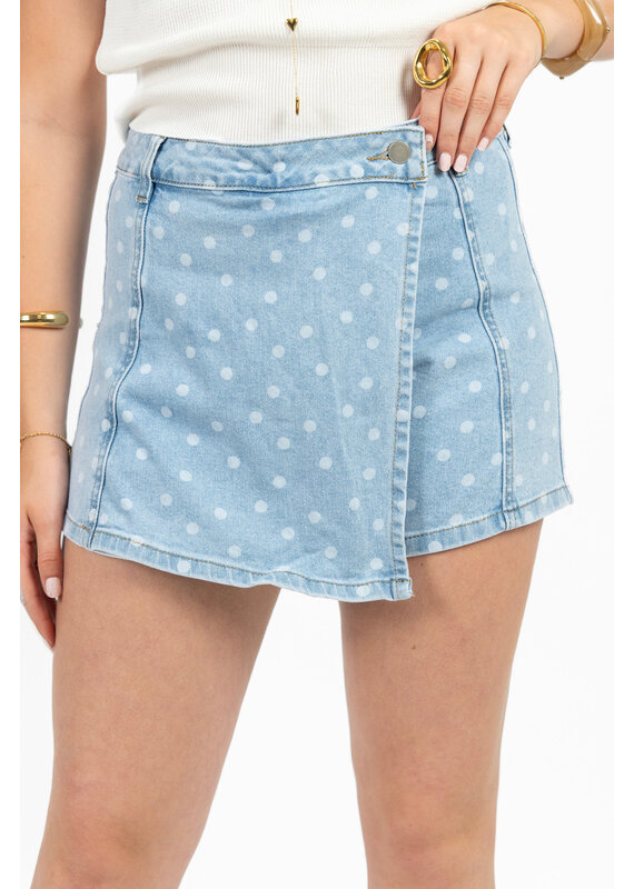21Jewelz Denim skortje met stippen - blauw