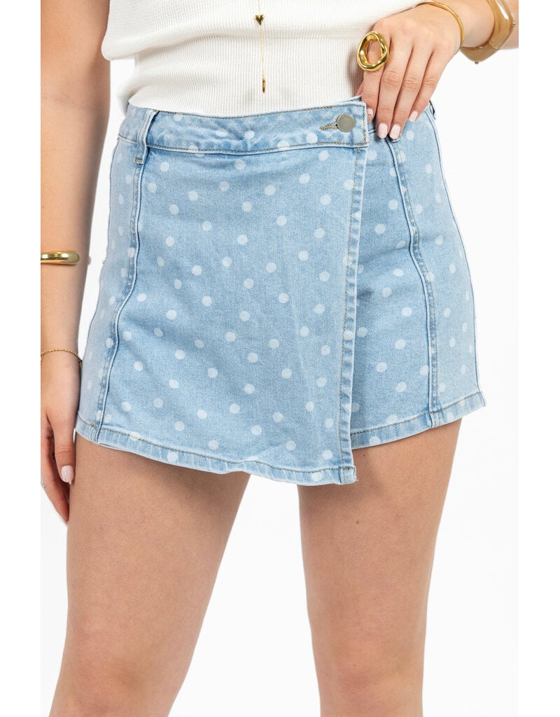 21Jewelz Denim skortje met stippen - blauw