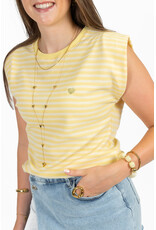 21Jewelz Gestreept t-shirt met gouden hartje - geel