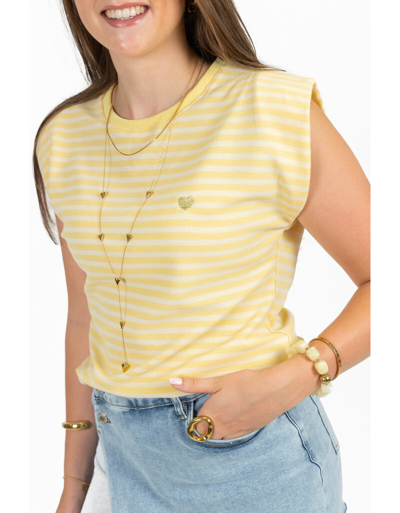 21Jewelz Gestreept t-shirt met gouden hartje - geel