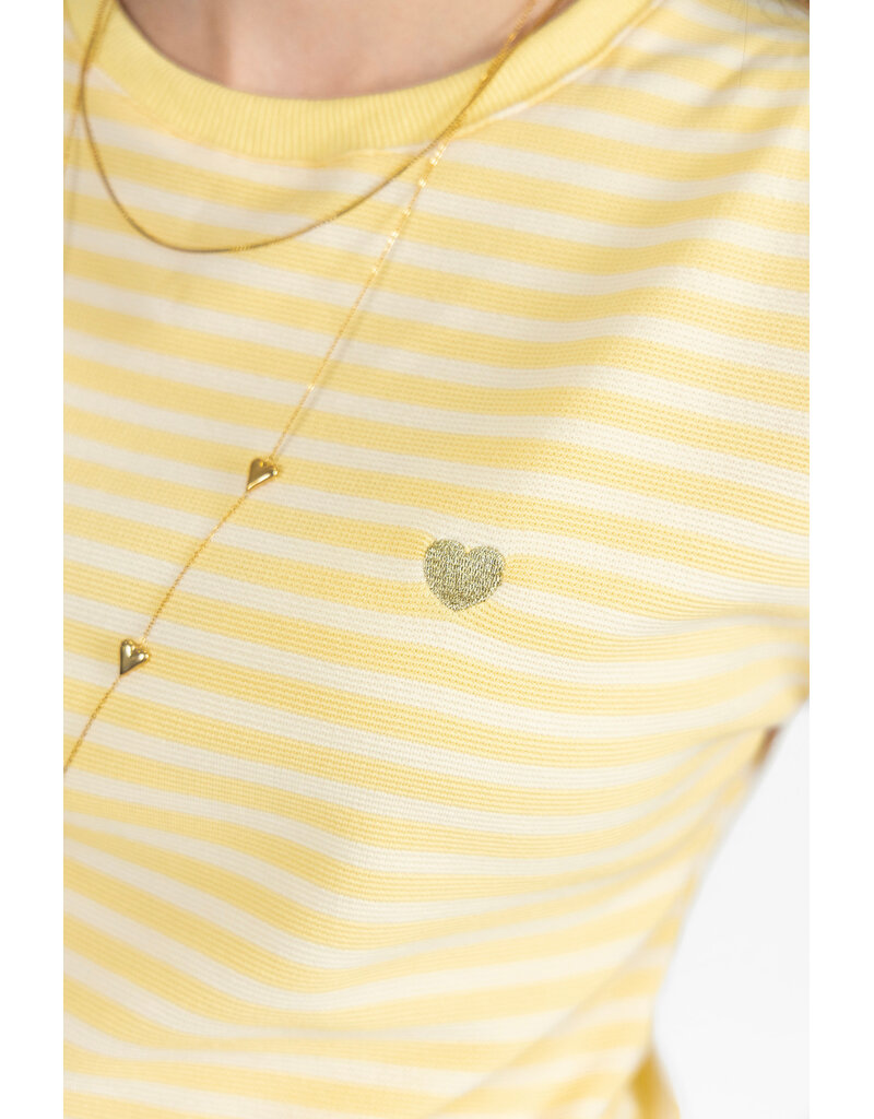 21Jewelz Gestreept t-shirt met gouden hartje - geel