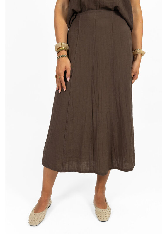 21Jewelz Effen maxi rok met naden - bruin