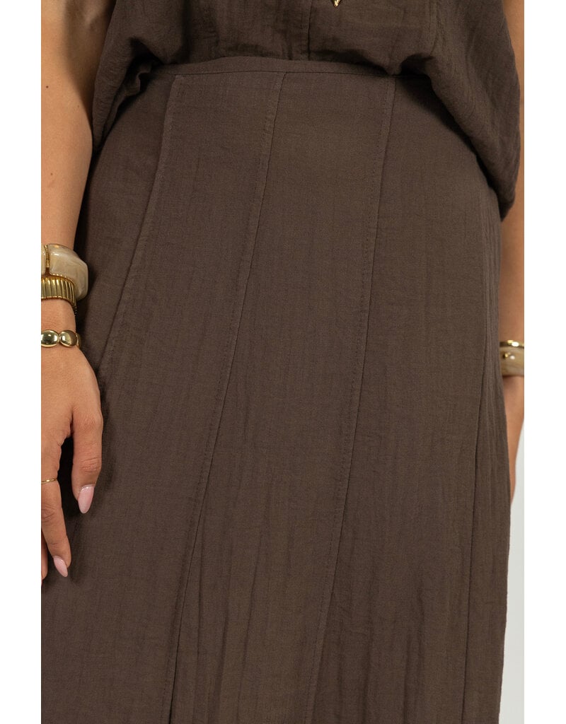 21Jewelz Effen maxi rok met naden - bruin
