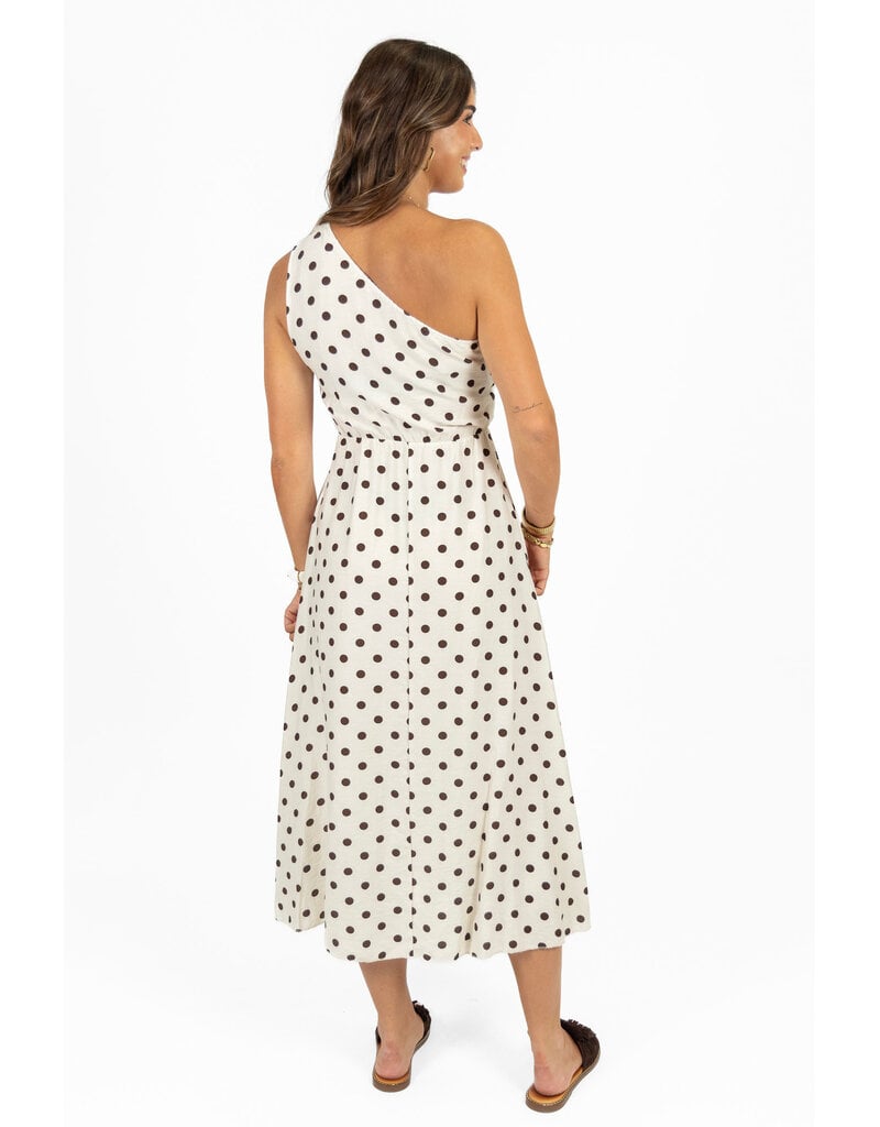 21Jewelz One shoulder jurk met stippen - ecru/bruin