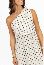21Jewelz One shoulder jurk met stippen - ecru/bruin
