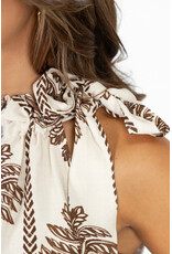21Jewelz Mouwloze top met strik & palmboomprint - ecru