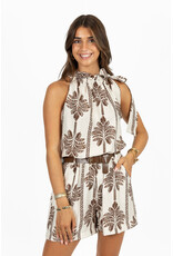 21Jewelz Mouwloze top met strik & palmboomprint - ecru