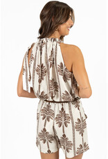21Jewelz Mouwloze top met strik & palmboomprint - ecru