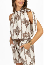 21Jewelz Mouwloze top met strik & palmboomprint - ecru