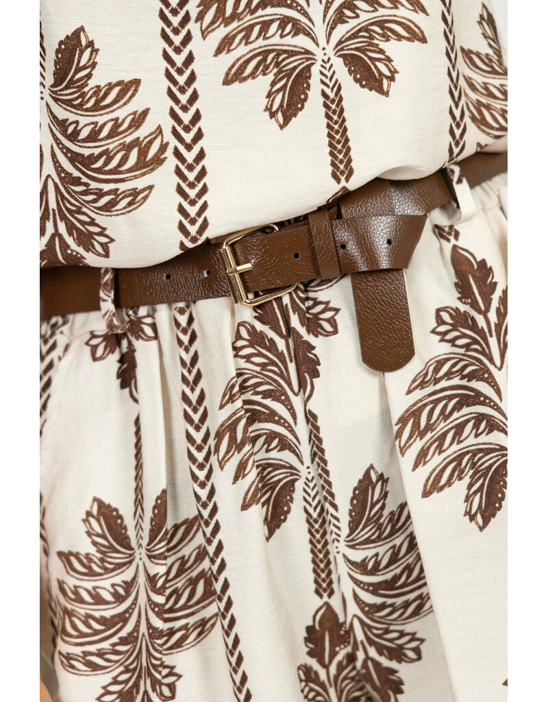 21Jewelz Short met riem & palmboomprint - ecru