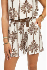 21Jewelz Short met riem & palmboomprint - ecru