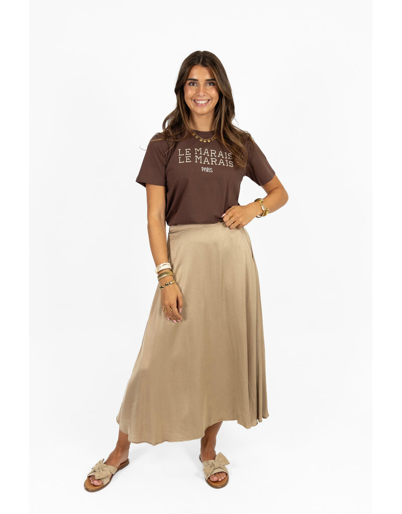 21Jewelz Satijn-look rok met elastische band - beige