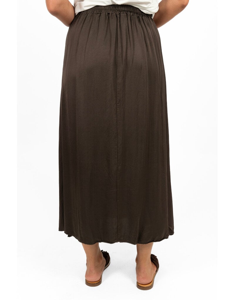 21Jewelz Satijn-look rok met elastische band - bruin