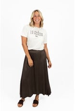21Jewelz Satijn-look rok met elastische band - bruin