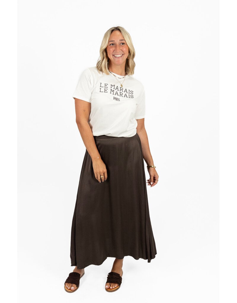21Jewelz Satijn-look rok met elastische band - bruin