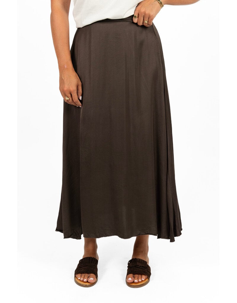 21Jewelz Satijn-look rok met elastische band - bruin