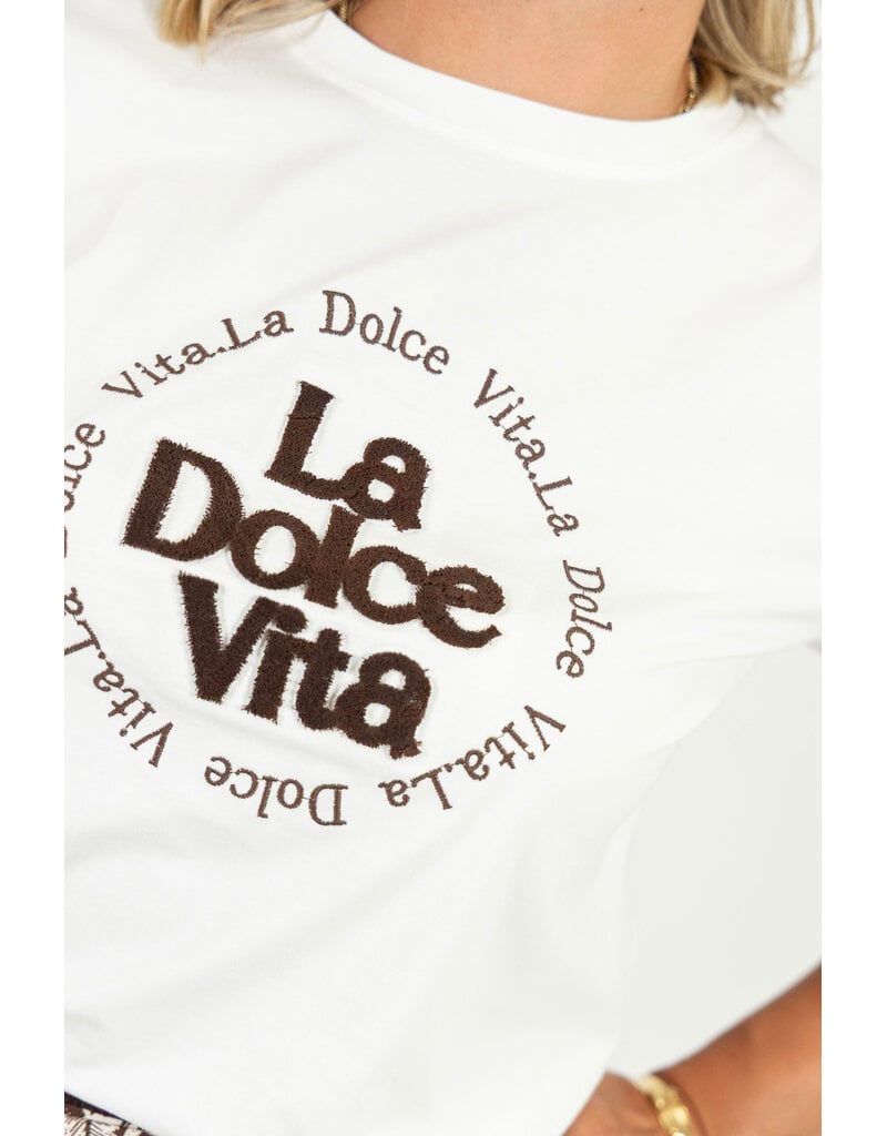 21Jewelz La dolce vita shirt - wit/bruin