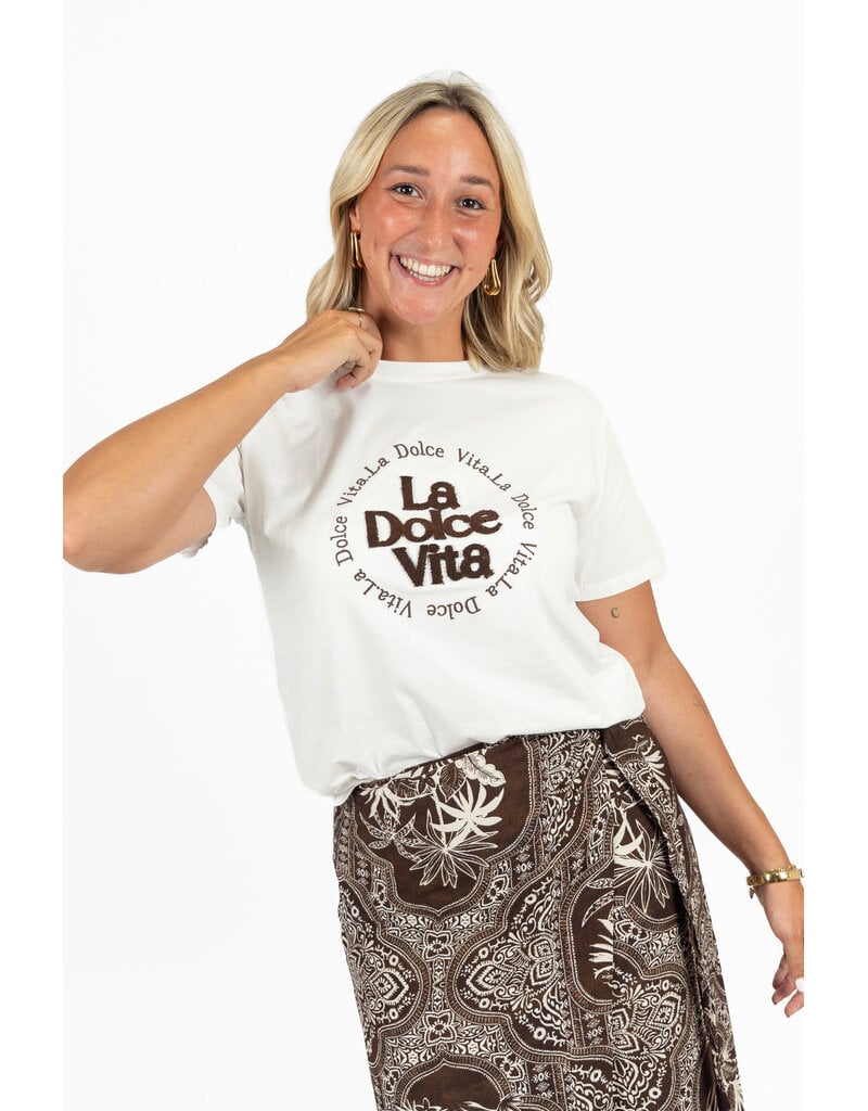 21Jewelz La dolce vita shirt - wit/bruin