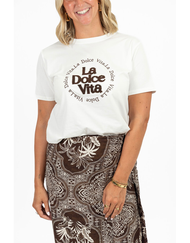 21Jewelz La dolce vita shirt - wit/bruin